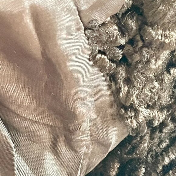 INC Faux Fur Curly Lamb Jacket Chocolate Brown Women's Medium Mob Wife Vegan - Picture 11 of 13